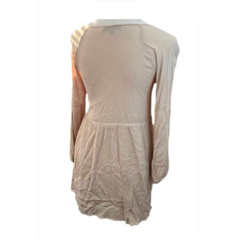 Purple Snow Beige Tan High Waist Front Tie Lined Dress Size S - Picture 2 of 4